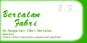 bertalan fabri business card