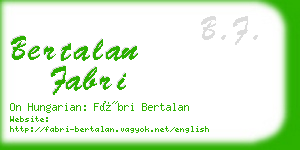 bertalan fabri business card